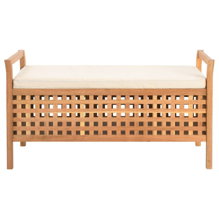 Natural Wooden Storage Bench