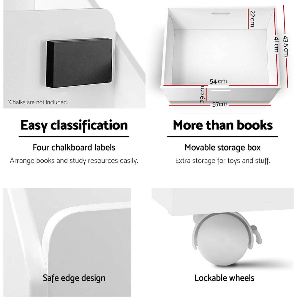 Keezi 4 Tiers Kids Bookshelf Storage