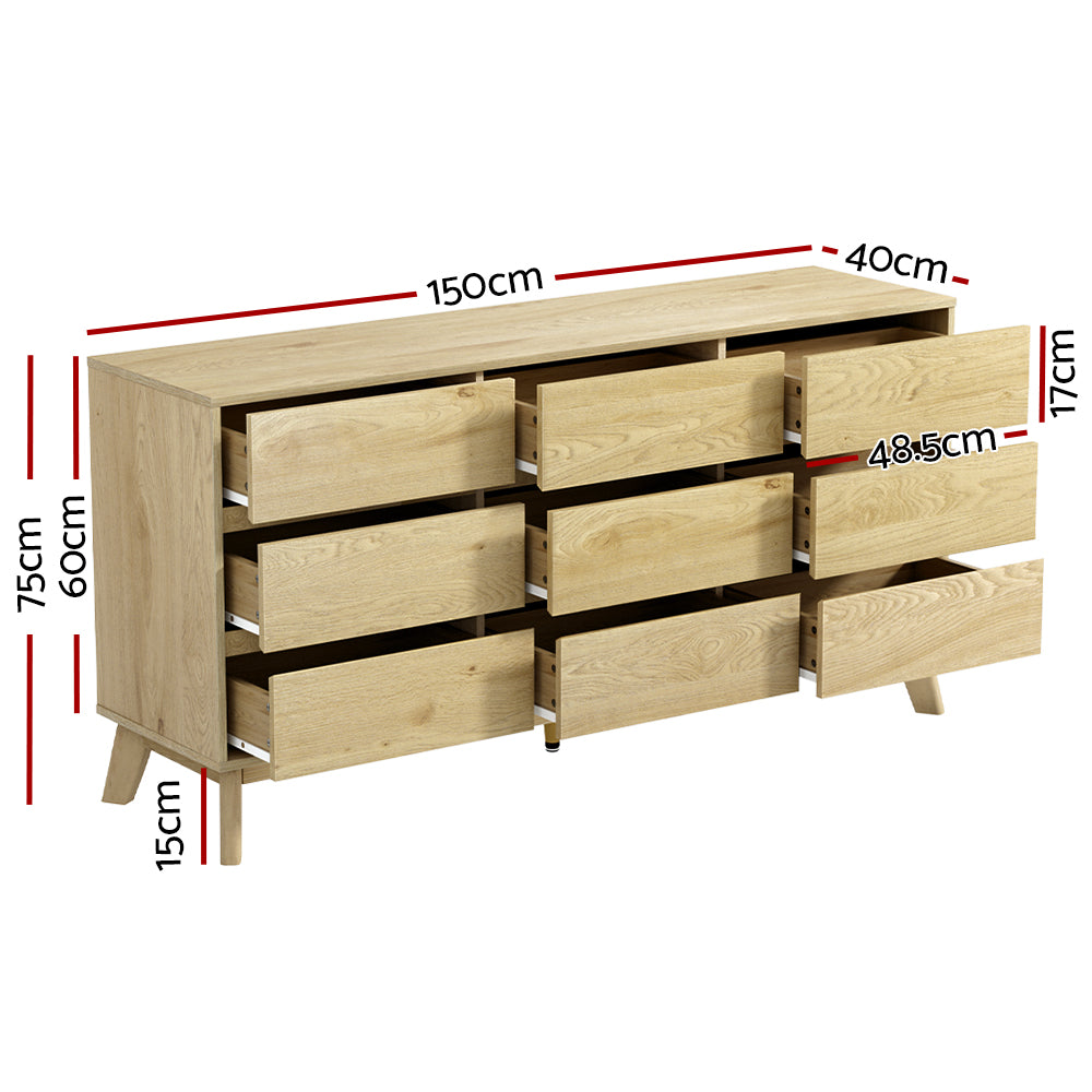 9 Chest of Drawers Tallboy Cabinet