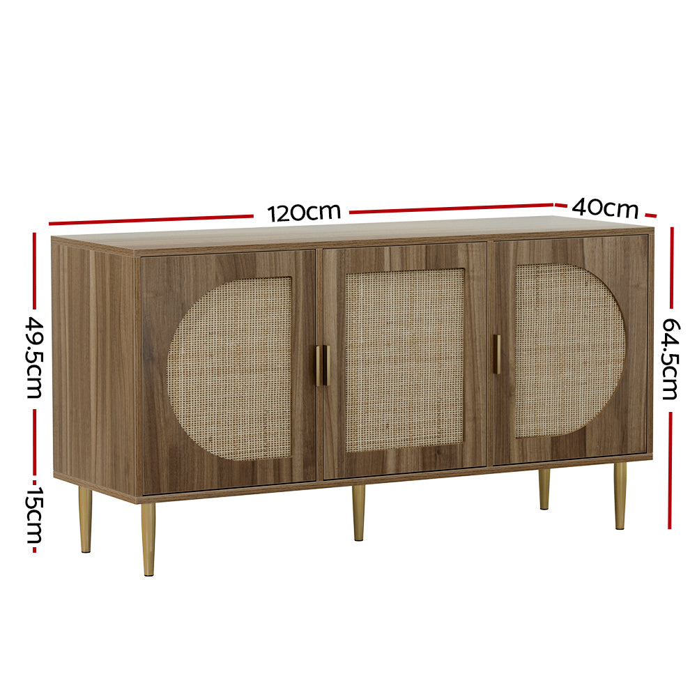 Walnut 3 Cupboard Buffet