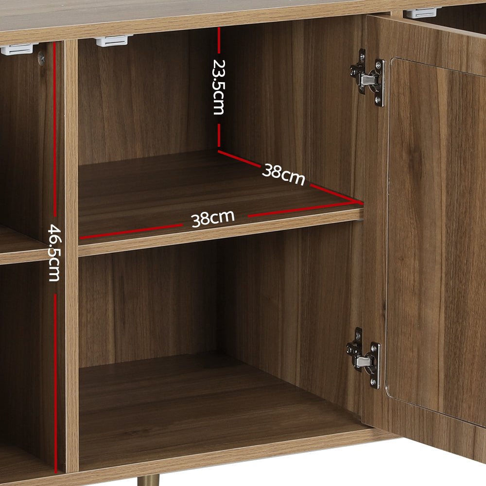 Walnut 3 Cupboard Buffet
