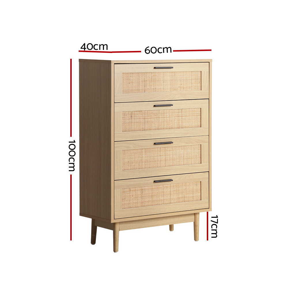 Adelle Rattan 4 Drawer Tallboy