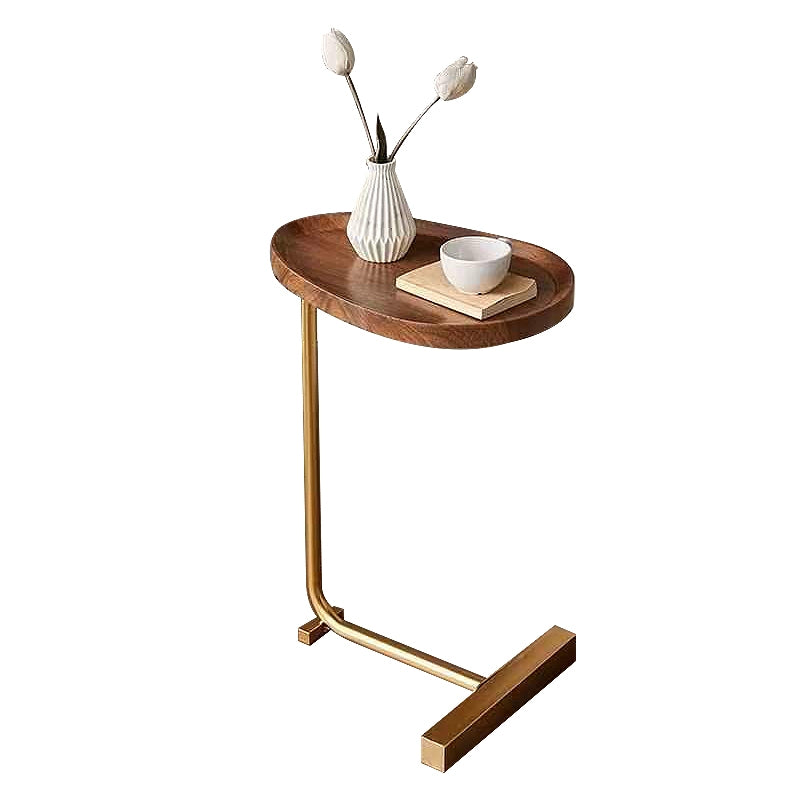 Walnut Gold Stand Side Table