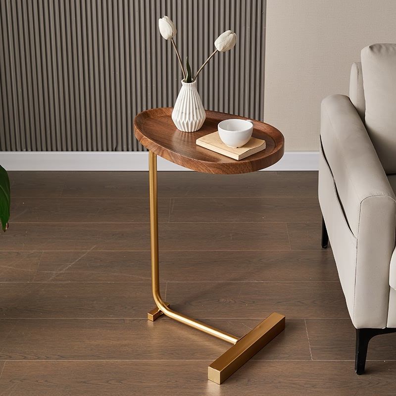 Walnut Gold Stand Side Table