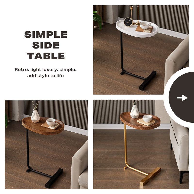 Walnut Gold Stand Side Table