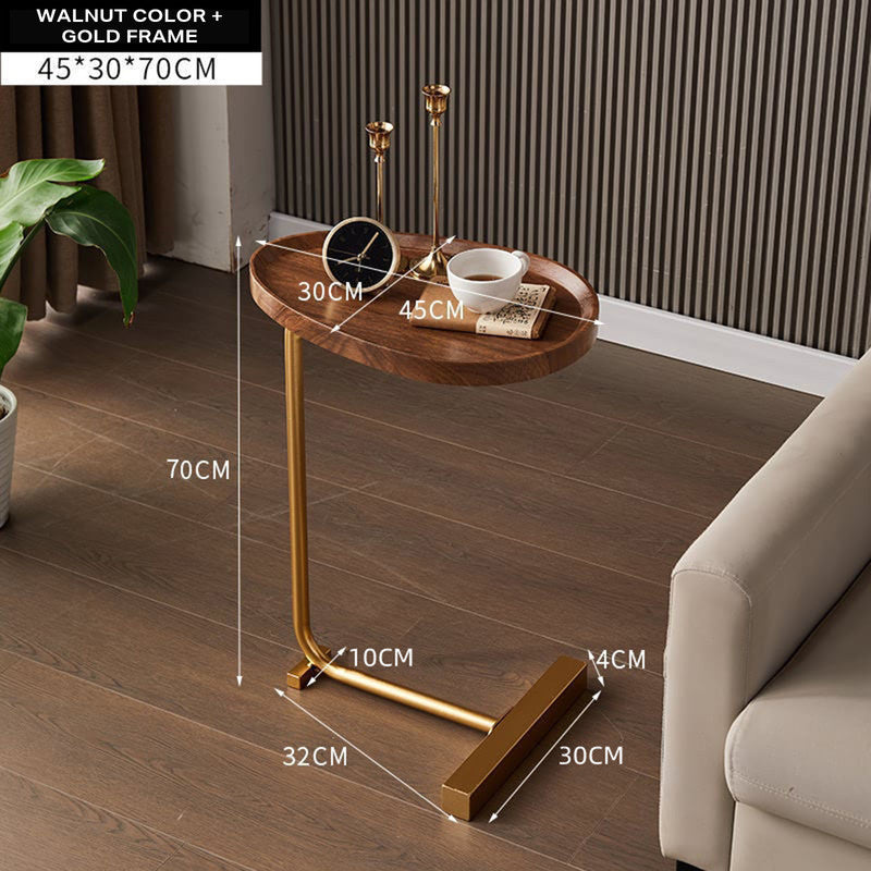 Walnut Gold Stand Side Table