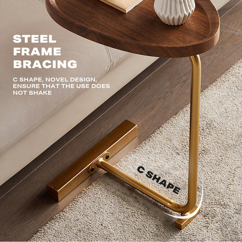 Walnut Gold Stand Side Table