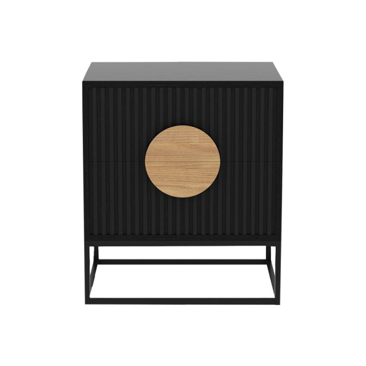Sylvia Black Bedside Table 2 Drawer
