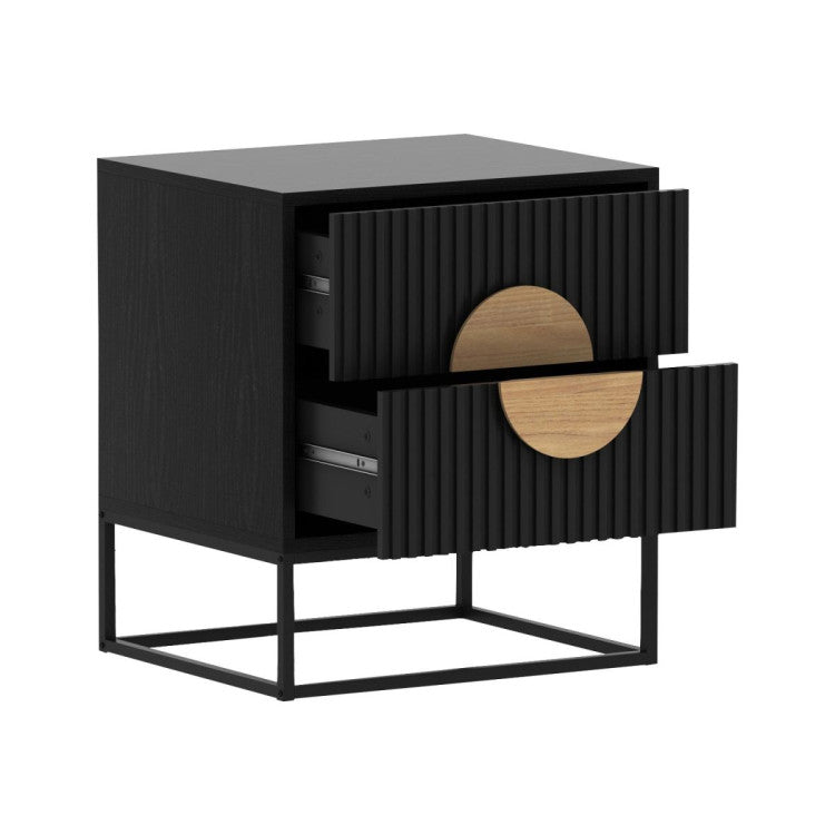Sylvia Black Bedside Table 2 Drawer