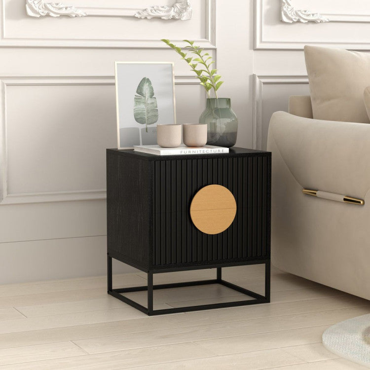 Sylvia Black Bedside Table 2 Drawer