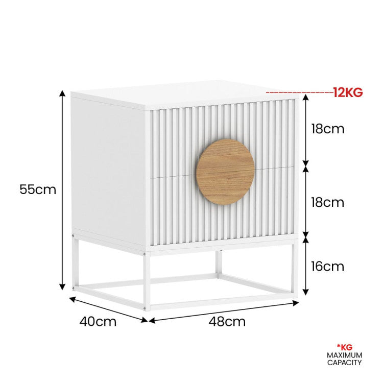 Sylvia White Bedside 2 Drawers