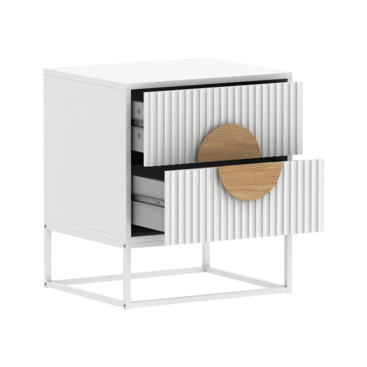 Sylvia White Bedside 2 Drawers