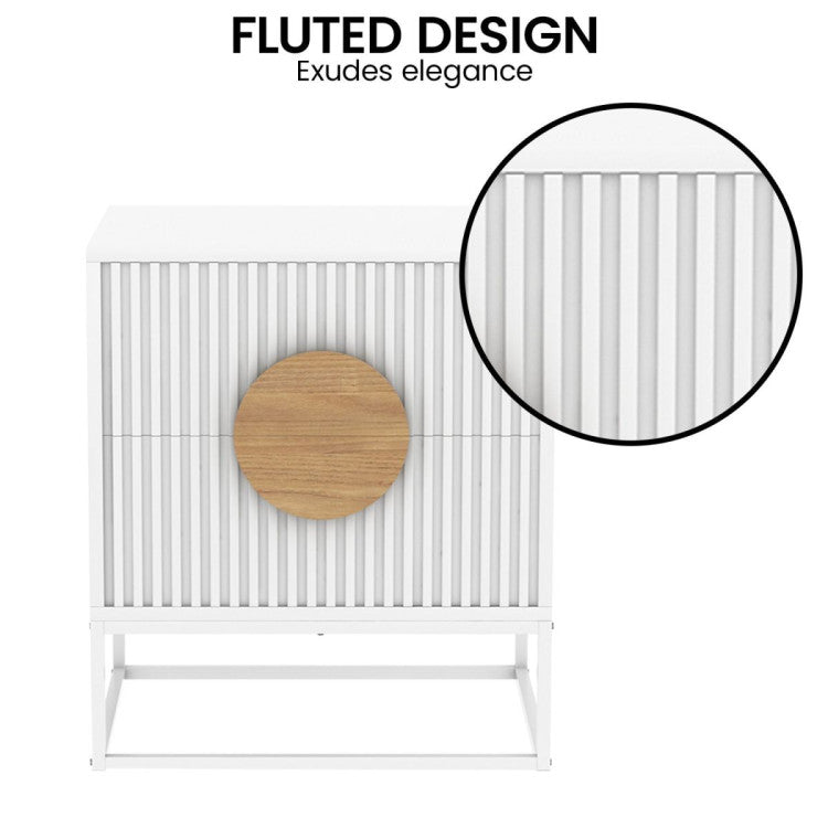 Sylvia White Bedside 2 Drawers