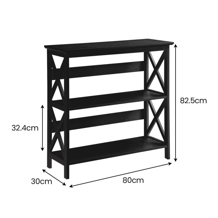 Irene Black 3 Tier Hall Bookcase
