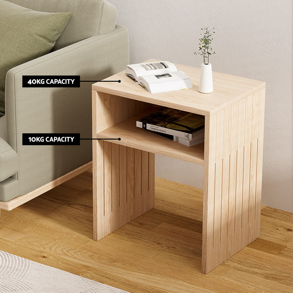 FREE SHIPPING! Artiss Coffee Table Storage Shelf Fluted Side Pine