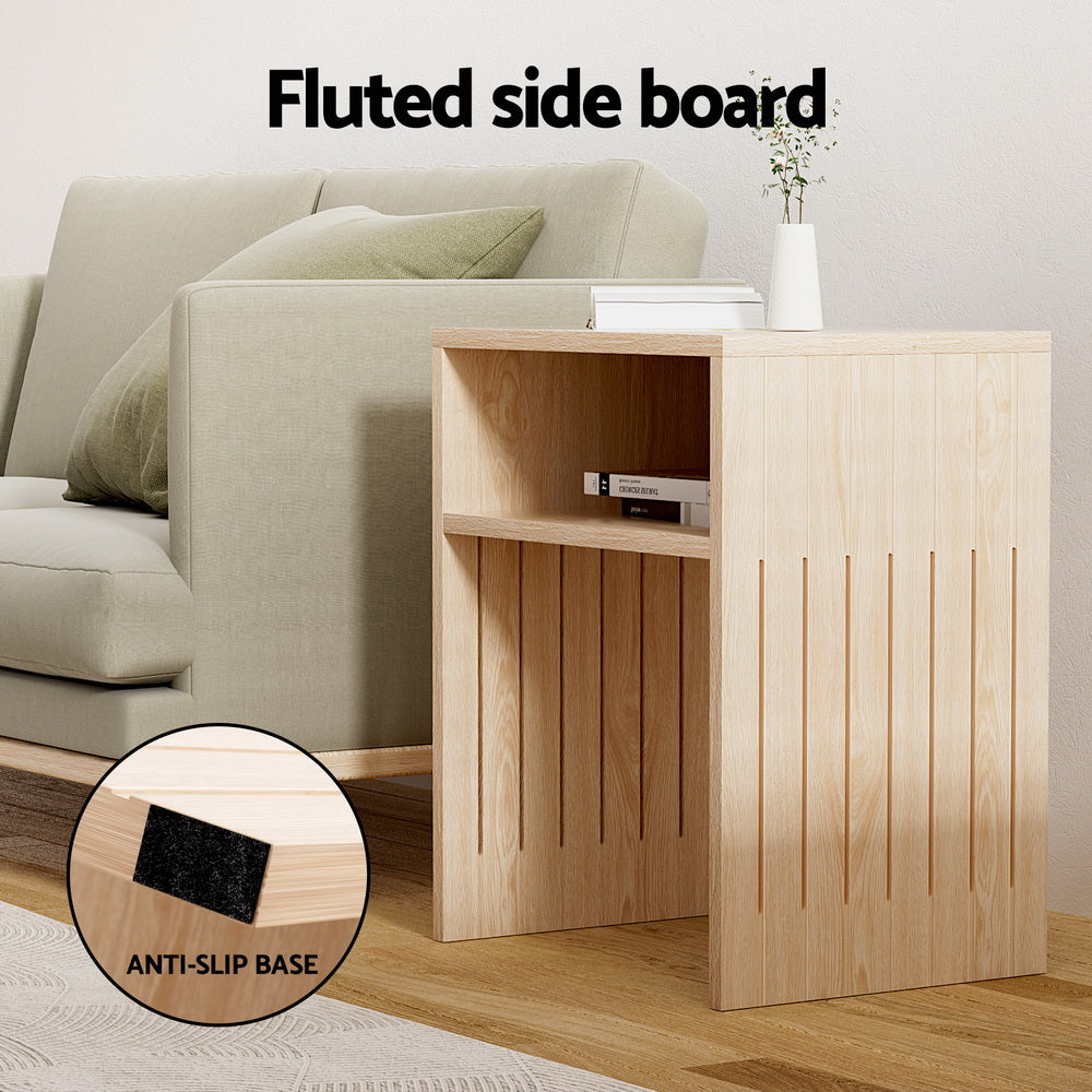 FREE SHIPPING! Artiss Coffee Table Storage Shelf Fluted Side Pine