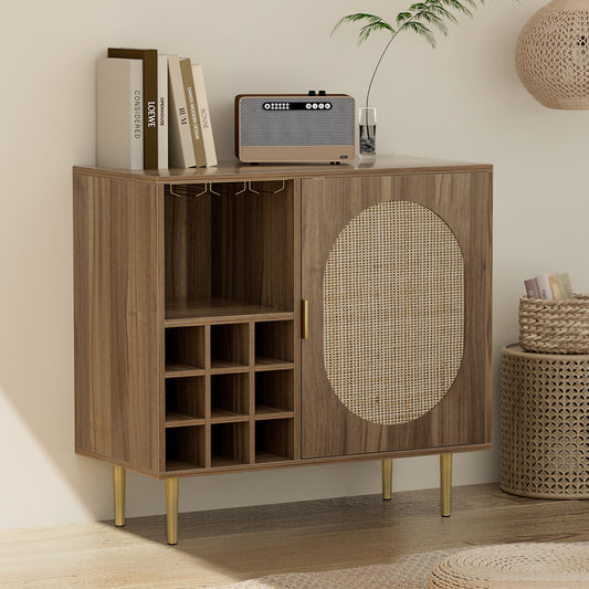 Walnut Cupboard with Wine Rack