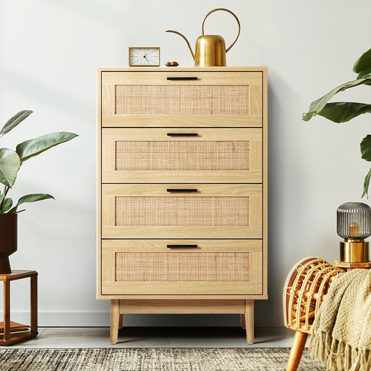 Adelle Rattan 4 Drawer Tallboy