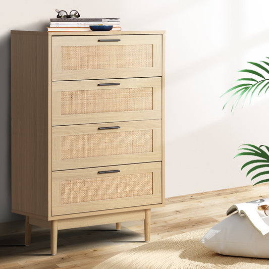 Adelle Rattan 4 Drawer Tallboy