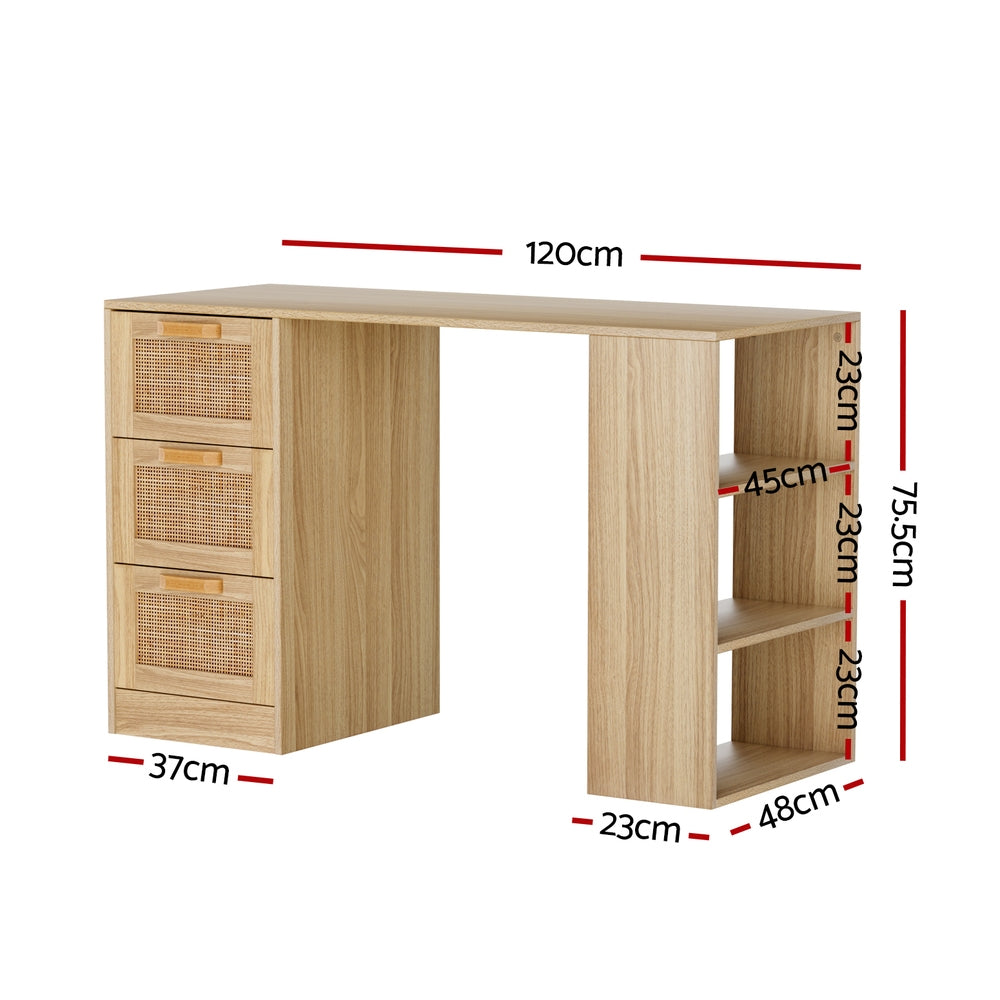 NEW!! Adelle Rattan Desk 3 Drawers