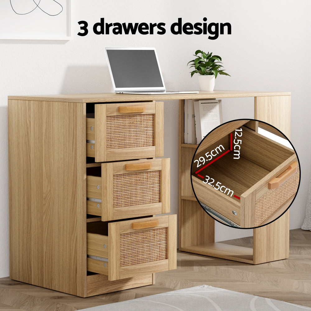 NEW!! Adelle Rattan Desk 3 Drawers