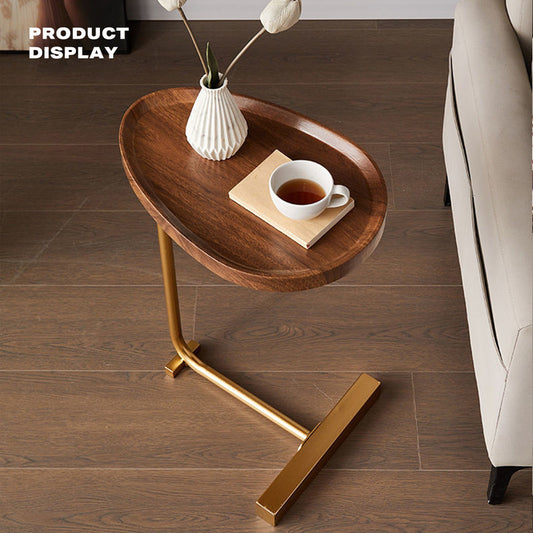 Walnut Gold Stand Side Table