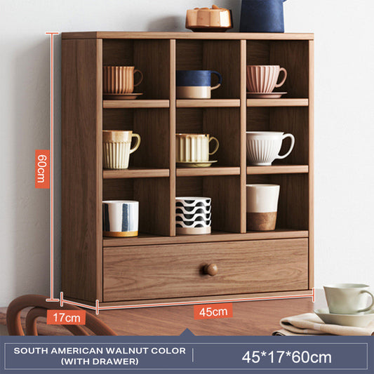 Tea Cup Open Display Cabinet - Walnut - FREE DELIVERY