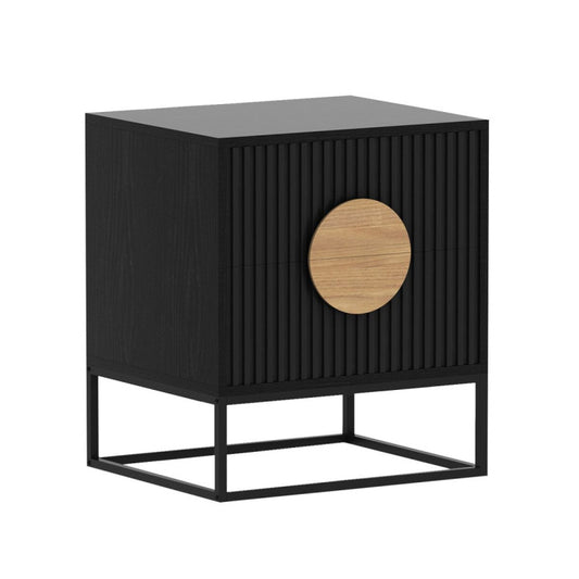 Sylvia Black Bedside Table 2 Drawer