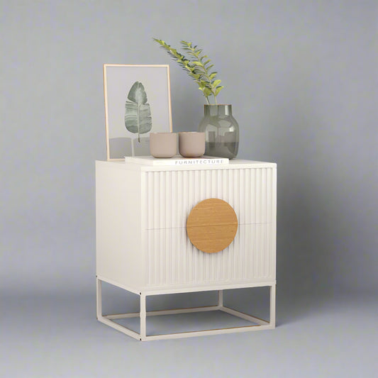 Sylvia White Bedside 2 Drawers