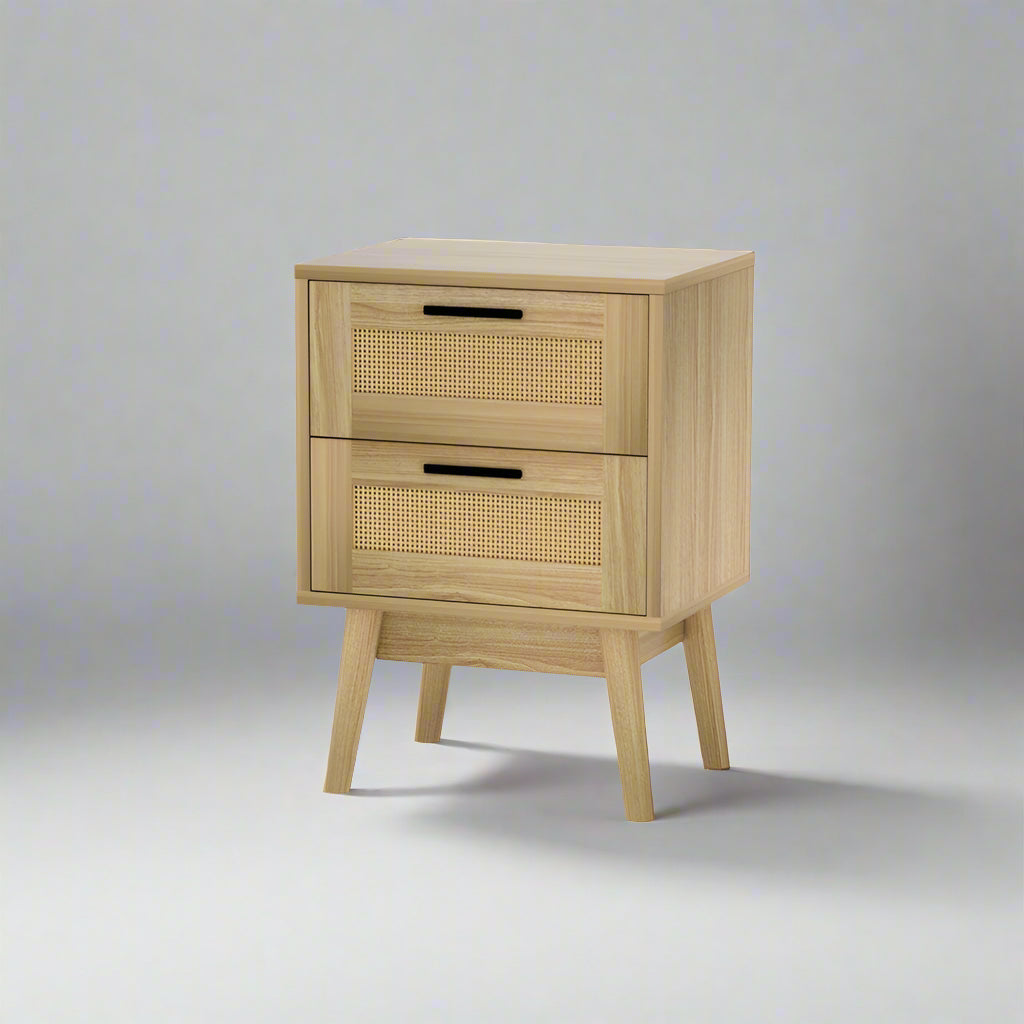 Artiss Bedside Tables Rattan 2 Drawers Side Table Nightstand Storage Cabinet